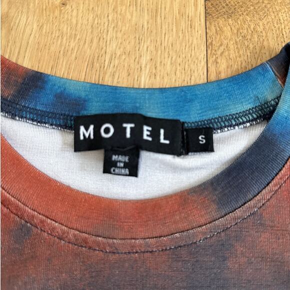 Motel Long Sleeve Top Narita Heat Map Size S Blue Yellow - Picture 2 of 4